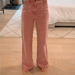 Pink Wide-Leg Sézane Denim Trousers - never worn